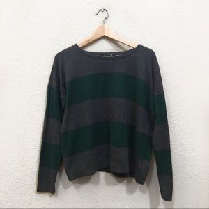 Forever 21 Green & Gray Stripe Sweater